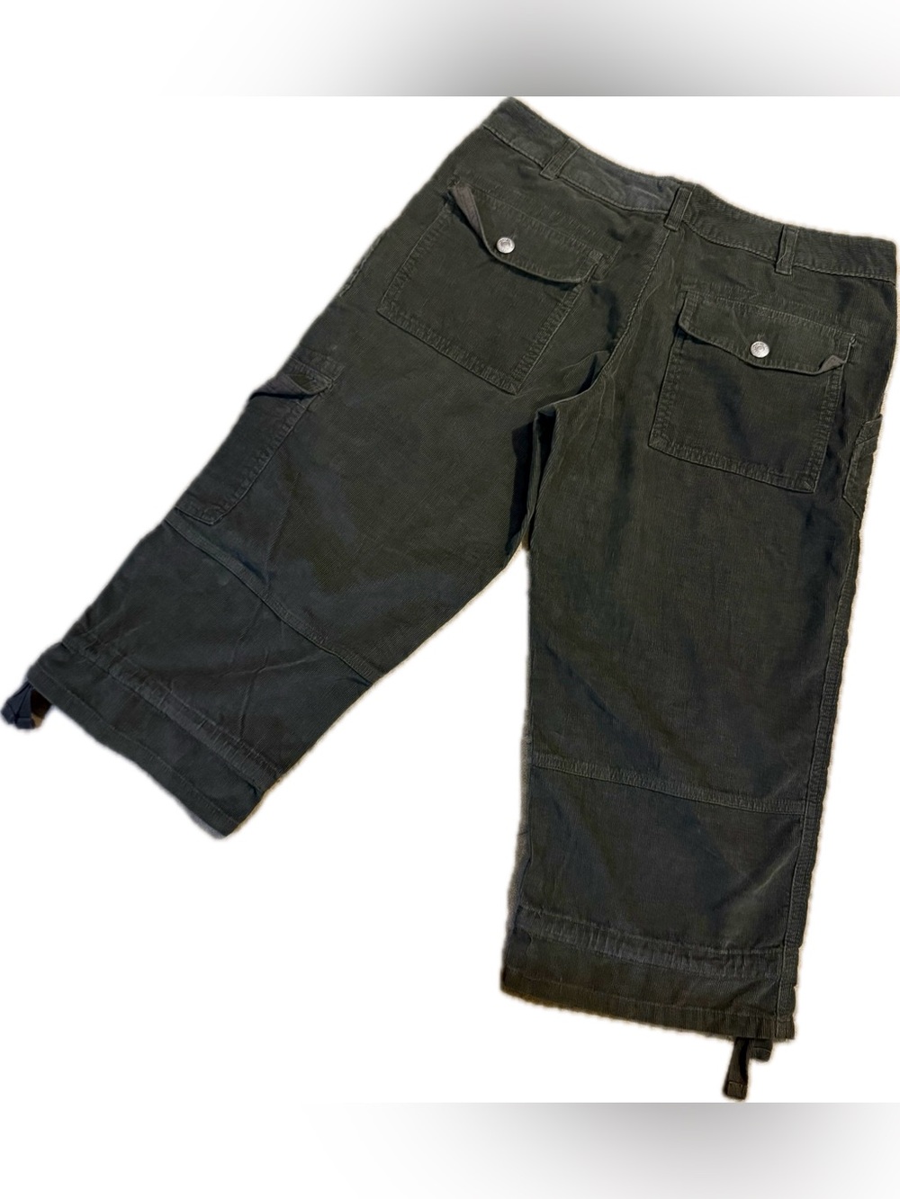 Vintage Y2K GAP Olive Green Corduroy Cargo Capris Size 8 - Picture 2 of 4